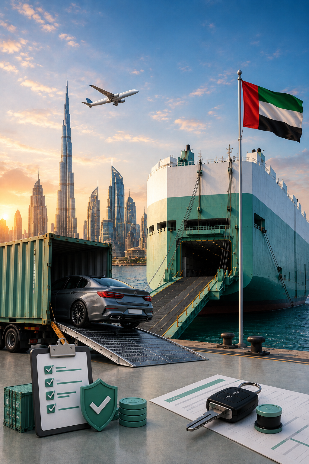 vehicle shipping to dubai via Roro and Container